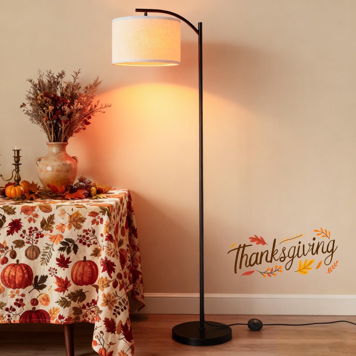 Skiennix Floor Lamp - Stylish Standing Lamp with Linen Shade for Home Décor | Bulb Included