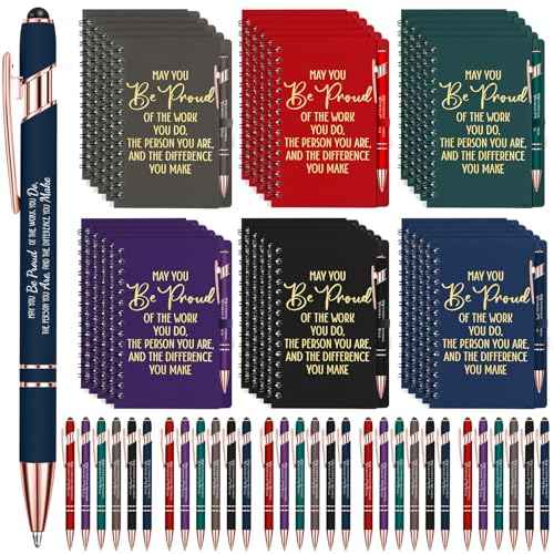 Gueevin 60 Pcs Employee Appreciation Gifts Spiral Notebooks with Retractable Ballpoint Pens May You Be Proud Of The Work You Do Inspirational Notebooks Pens for Coworker Teacher Nurse Assistant