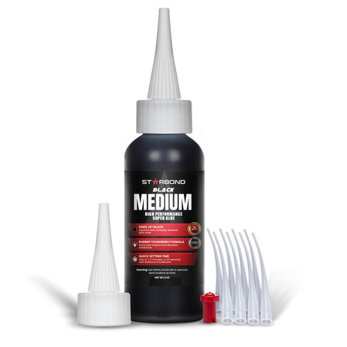 Starbond Black Medium CA Glue, Premium Cyanoacrylate Super Glue, Crack Filler 150 CPS Viscosity, for Woodworking, Woodturning, Carpentry, Guitar, RC, Hobby, 2oz