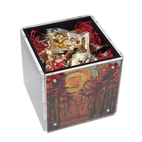 HESIN 4-side Acrylic Photo Block Cube Tabletop Pen holder Desktop Storage Organizer for Office, Classroom, Home, Kids , Picture Frame for 5" x5" photo size
