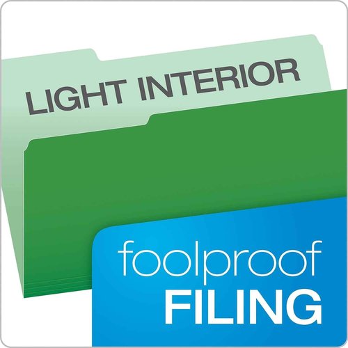 Pendaflex 435013BGR Interior File Folders, 1/3 Cut Top Tab, Legal, Green (Box of 100)
