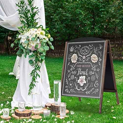 ReunionG A-Frame Wooden Chalkboard, Double-Sided Rustic Standing Blackboard, Removable Archaistic Sidewalk Chalkboard, Indoor and Outdoor Menu Sign Board, Wedding Signage Easel (40" x 26")