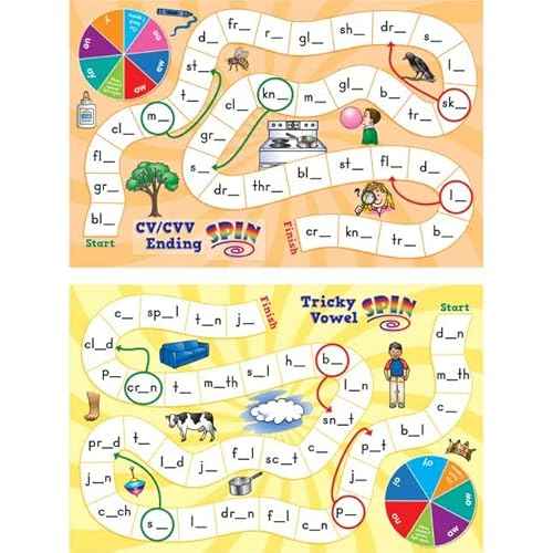 Long and Tricky Vowel Pattern Word Building Board Games - 1 Game