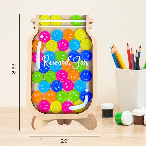 Magnetic Reward Jar, Personalized Smiley Tokens Reward Jar for Kids, DIY, Reward Jar, Classroom Management Tool, Reward Jars for Kids Magnetic, Back to School Gift for Kids