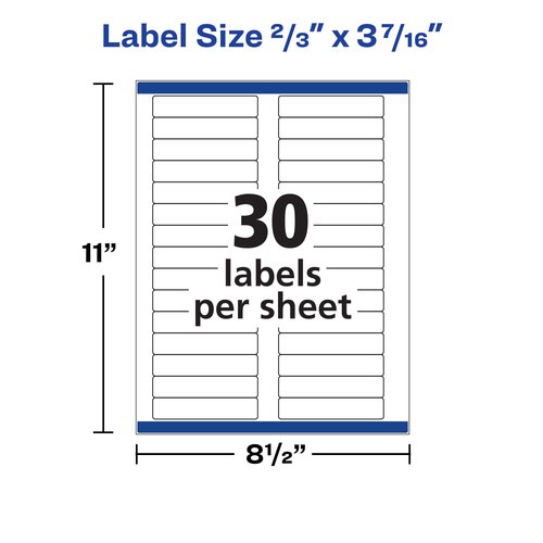 Avery TrueBlock File Folder Labels, 2/3" x 3-7/16", 1,800 Printable Labels, White, Permanent (75366)