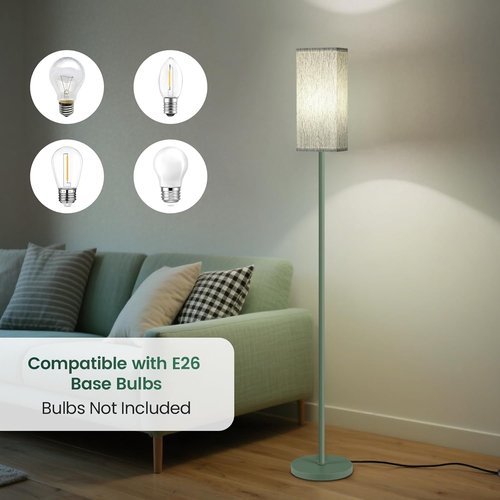 Skiennix 64.6" Floor Lamp - Modern Minimalist Standing Lamp with Foot Switch | Green Finish for Living Room & Office