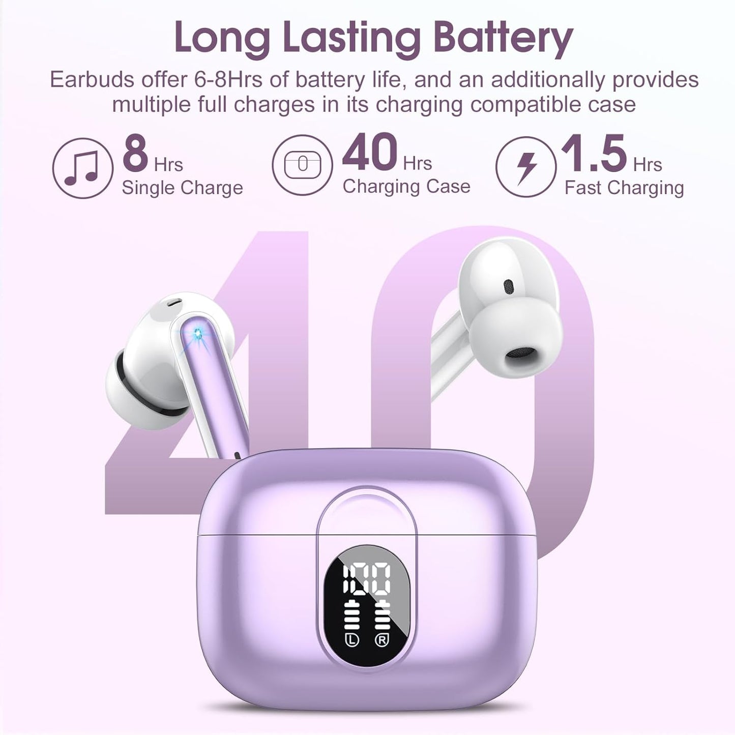 Taro Translation Earbuds - Real-Time Simultaneous Interpreter with 6 Modes & 164 Languages | Taro Purple