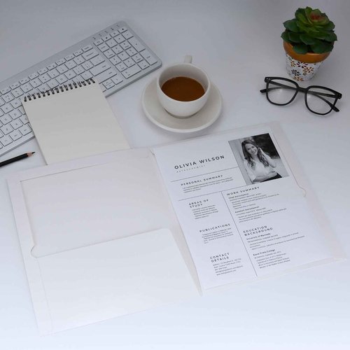 Litpoetic Two-Pocket Folders, White Glossy Laminated Paper Folder, Letter Size, Holds 100 Sheets, Box of 125