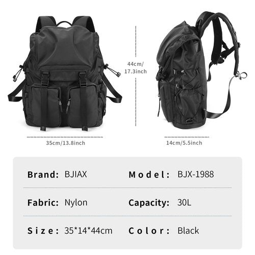 BJIAX Vintage Laptop Backpack for Men & Women, 30L Functional Stylish Backpack with Stretchy Side Pocket Design, Water Resistant College Work Commuter Travel Backpack Fits 15.6 Inch Tablet, Notebook