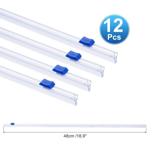 PATIKIL 12pcs Plastic Wrap Cutter, 19in Plastic Wrap Slide Cutter Snap Card Slot Installation Replacement for Aluminum Foil Wax Paper Parchment Paper Wrap Dispenser, Blue