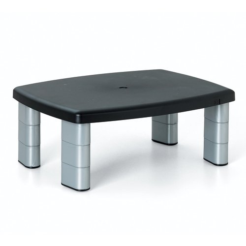 3M Adjustable Monitor Stand, Three Leg Segments Simply Adjust Height From 1" to 5 7/8", Sturdy Platform Holds Up to 80 lbs, 11-inch Space Between Columns for Storage, Silver/Black (MS80B)
