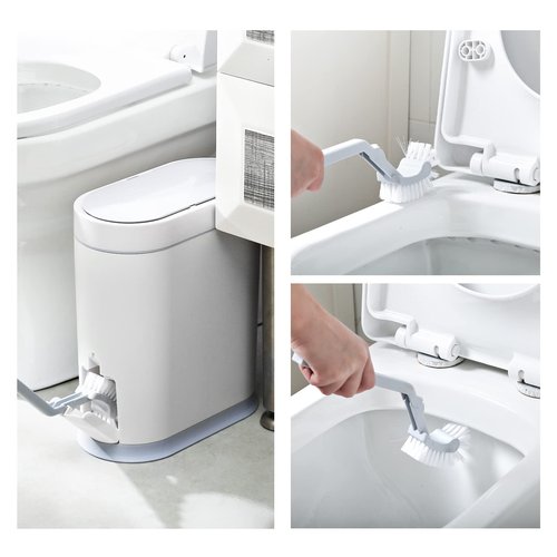 ELPHECO Bathroom Trash Can with Toilet Brush 2.5 Gallon Waterproof Trash Bin Smart Garbage can with lid Motion Sensor Waste Bin Automatic Bathroom Decor (White)