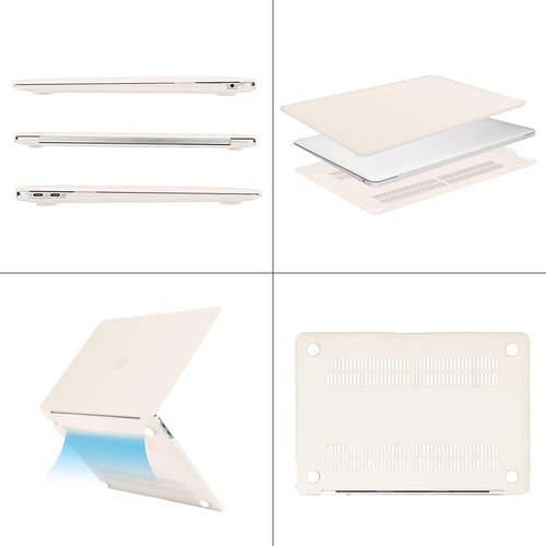 MOSISO MacBook Air 13-Inch Case | Hard Shell with Keyboard Cover & Screen Film - Beige, M1 Chip Compatible