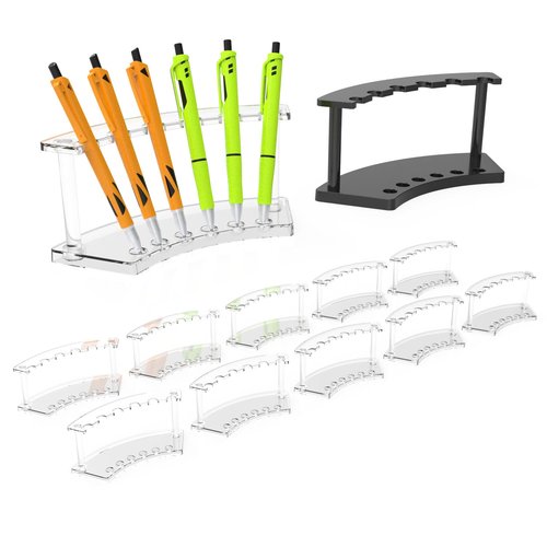 ZIYANGLIN 10 Plastic Pen Holder Stand, 6-Slot Pen Holder Rack, Eyebrow Pen Stand, Stand Vertical Pen Display Stand Rack Acrylic Pen Holder for School Office Home(black, Transparent
