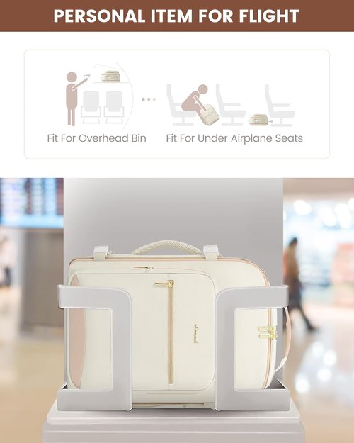 LOVEVOOK Travel Backpack - 50L Airline Approved Carry-On Bag | Waterproof with 3 Packing Cubes - Beige