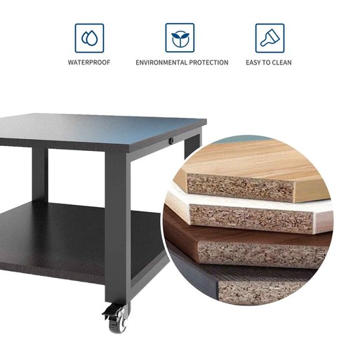 Natwind 2 Tiers Office Movable Laser Printer Copier Stand Cart Under Desk Heavy Duty Dark Brown Rolling Table with Storage Floor-Standing Holder on Wheels Fax Paper Organizer Shelf for Home (Black)