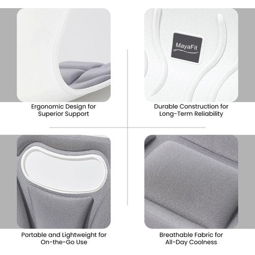 MayaFit Ergonomic Lumbar Support Cushion, Grey, 460mm x 440mm x 340mm, Large, for Office Chairs & Car Seats, Posture Correction, Pregnancy Comfort,110-300 lbs Capacity