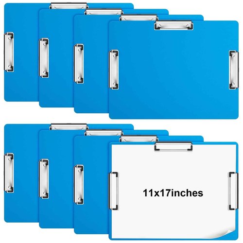 Tenceur 8 Pcs 11x17 Clipboard Three Clip Blue Extra Large Clipboard Horizontal Drawing Board 11 x 17 Inch Art Sketching Landscape Board for School Office Students Teachers Supplies