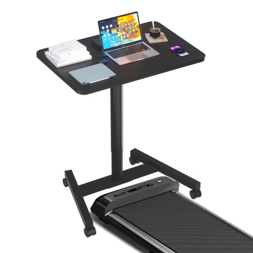 MPETAPT 28-Inch Mobile Standing Desk Adjustable Height, Portable Standing Desk with Lockable Wheels, Rolling Table for Home Office Classroom Hospital (Jet - Black)