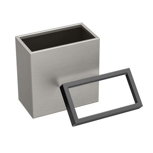 Gatco Modern Rectangle Wastebasket, Satin Nickel and Matte Black Combo - Stainless Steel Trash Can with Removable Lid, Leakproof, 3 Gallon Capacity for Bathroom, Bedroom, Kitchen, or Office