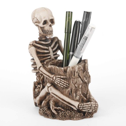 Arola Skull Pen Holder Skeleton Key Holder Makeup Brush Holder Home Office Desk Supplies Organizer Accessory