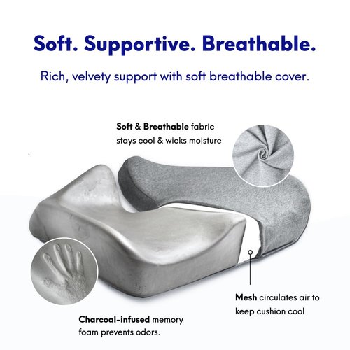 C CUSHION LAB Patented Pressure Relief Seat Cushion for Long Sitting Hours on Office/Home Chair, Car, Wheelchair - Extra-Dense Memory Foam for Hip, Tailbone, Coccyx, Sciatica - Wellness Green