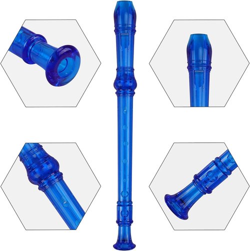 Soprano Recorder Descant Flauta Recorder 8 Hole ABS Clarinet German Style Treble flute C Key with Fingering Chart Instructions Transparent 3 Pack