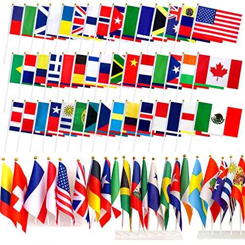 TSMD 200 Countries International World Stick Flag Small Mini Hand Held Flags,All Countries Flags,5x8 Inch