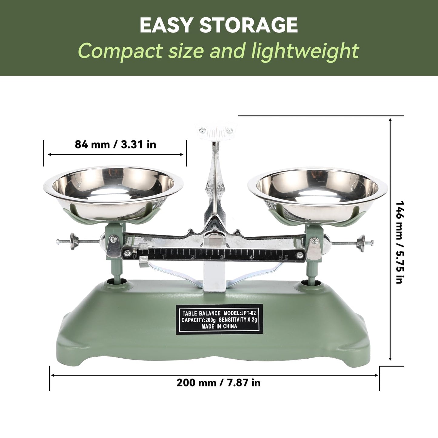 200g/0.2g Mechanical Balance Scale with Stainless Steel Weighing Pan, Calibration Weights for Science Lab and Classroom Teaching Tool