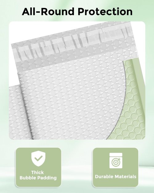 Metronic Bubble Mailers - 100 Pack Mint Green Self-Seal Padded Envelopes | Waterproof 6x10" Size for Jewelry Shipping