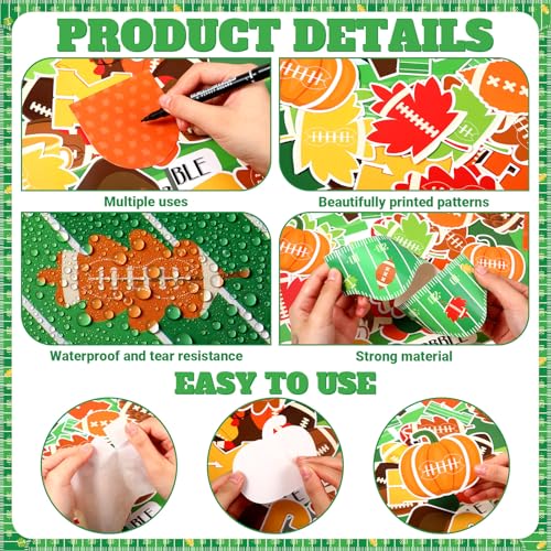 Containlol Green Football Fall Bulletin Board Set with Pumpkin Classroom Decor
