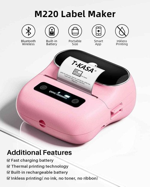 Phomemo M220 Portable Thermal Label Makers, Wireless Label Printer for Address, Labeling, Mailing, Office Supplies Organizing, Label Maker Machine with Tape, Sticker Printer with 3 Rolls of Labels