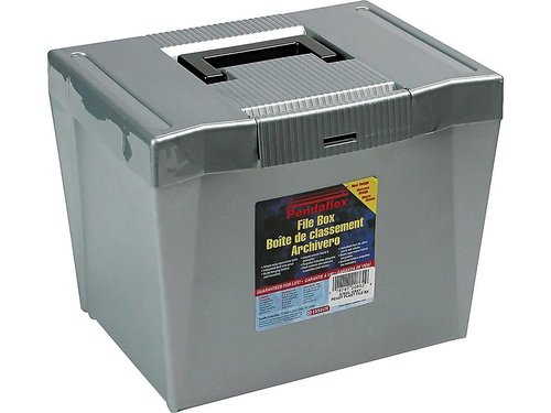 Pendaflex 20862 Portable Letter Size Hanging File Box, 13-7/8w x 10-3/4d x 10-1/4, Steel Gray