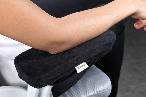 Aloudy Ergonomic Memory Foam Armrest Pads - Comfy Elbow Covers for Pressure Relief | Set of 2, Black