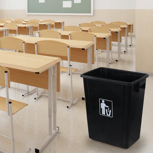 Ysmiltion 10 Gallon Plastic Kitchen Wastebasket, Large Plastic Wastebasket, 4 Packs, Black