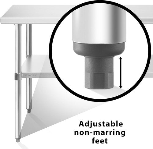 KUTLER Stainless Steel Table - 30 x 60 Inches | Heavy Duty NSF Commercial Kitchen Prep Table with Undershelf