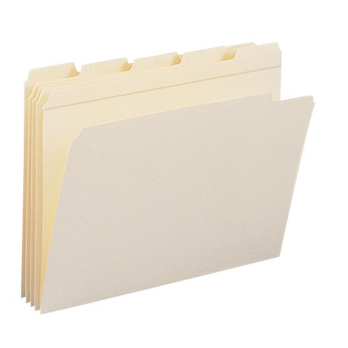 Smead File Folder, Reinforced 1/5-Cut Tab, Assorted Positions, Letter Size, Manila, 100 per Box (10356)