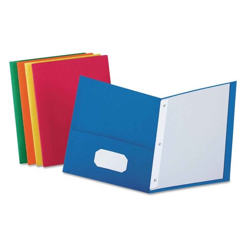 Oxford 57713 Twin-Pocket Folders with 3 Fasteners, Letter, 1/2-Inch Capacity, Assorted, 25/Box