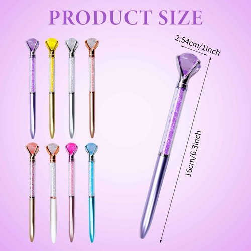 SENONAPO 120 Pack Big Crystal Diamond Pens 8 Colors Retractable Ballpoint with Bling Rhinestones Gem Plated Black Ink Pens for Office, Wedding, and Gift Supplies,Women