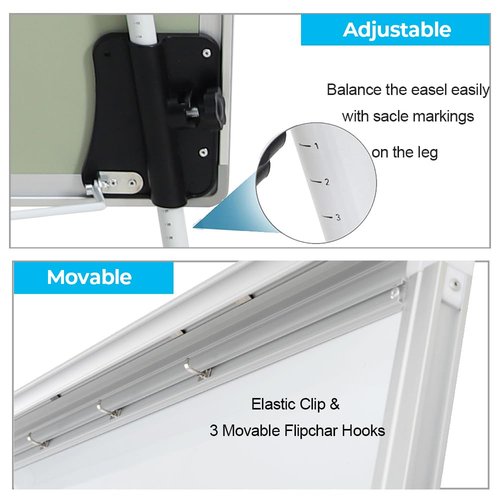 DexBoard 36" x 24" Magnetic Dry Erase Easel Board with Adjustable Tripod Stand – Portable Whiteboard for Office, Classroom & Presentations – Includes Flipchart Paper, Magnets & Eraser