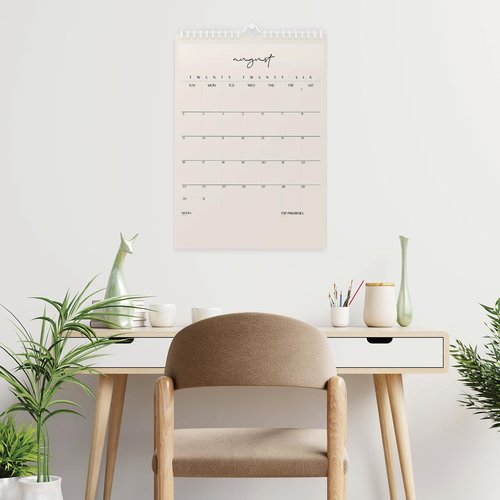 Karto Wall Calendar 2025-2026 - Vertical 11x17 inch July 2025 to December 2026 - Boost Your Productivity and Easy Planning with the Aesthetic Monthly Calendar - Cursive 3.0 Beige