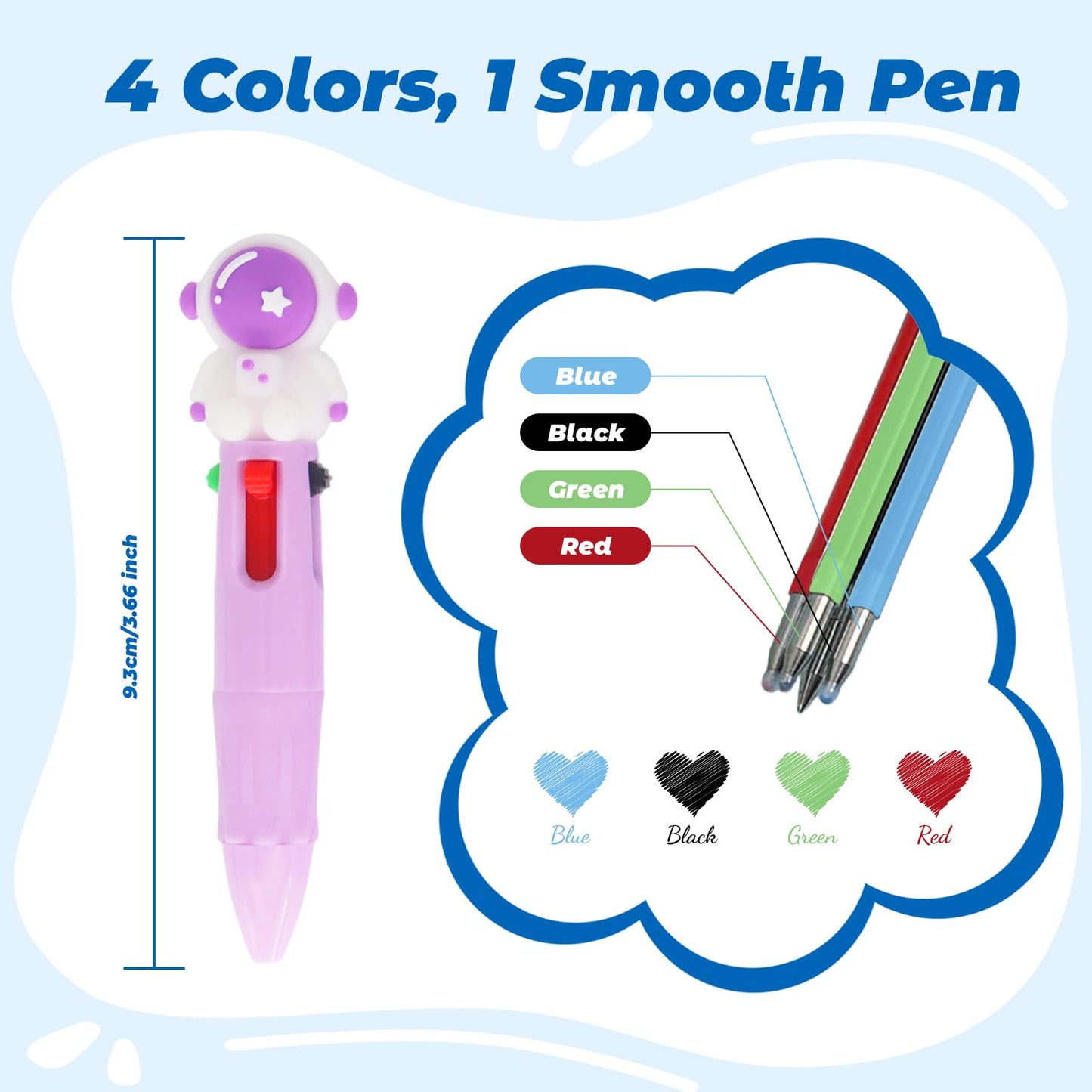 Zhirlyn Mini Multicolor Pens in One 4-in-1 Fun Pens for Kids Cute Pen Bulk Prize Gifts for Back to School Supplies Kawaii Cool Ballpoint Pen for Birthdays Classroom Gift (Cute, 24)