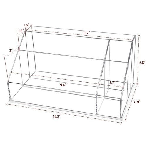 YestBuy Acrylic Desk Organizer, Clear Desk Paper Tray Organizer with Sorter, Vanity Makeup Organizer, Clear Cosmetic eyeshadow palette Holder Perfect for Home and Office