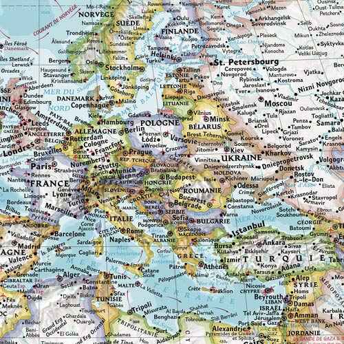 National Geographic French World Wall Map, Carte du Monde en Francais - 43.75 x 30.5 inches - Laminated