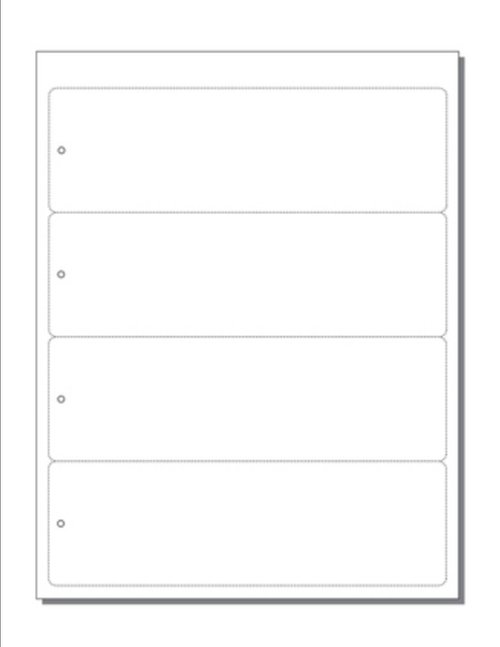 Print-Ready Bookmarks, 2-1/2" x 8" w Hole, 4-UP Perfed for Separation on White 8-1/2" x 11" 65lb Astrobright Cover Paper - 250 Sheets / 1,000 Bookmarks