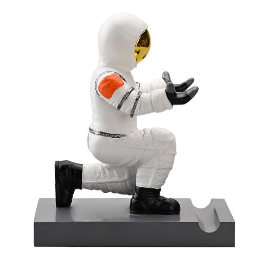 CYXStar Astronaut Resin Pen Holder, Mobile Phone Stand, Device Stand, Desk Organizer Decorative Pen Holder (White&Golden)