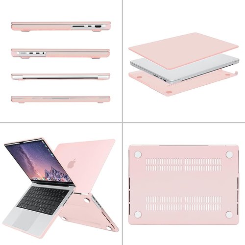 MOSISO MacBook Pro 14 Inch Case - Hard Shell with Keyboard Skin & Screen Film | Chalk Pink