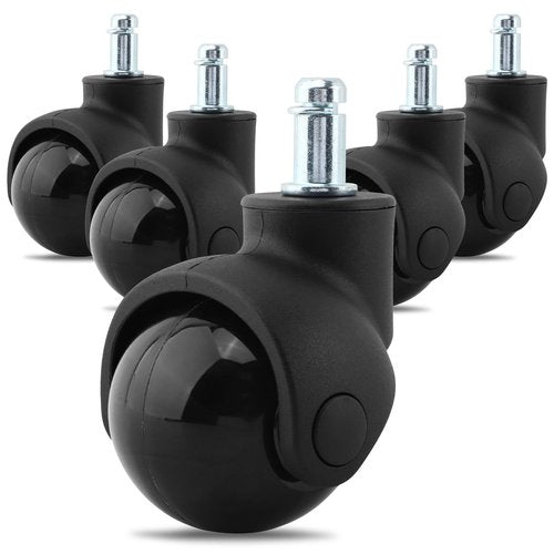 Office Chair Wheels Rubber Replacement Set of 5, 2 Inch Heavy Duty Rolling Chair Ball Casters for All Floor Or Carpet, Desk Chairs Wheels to Replace Office Chairs Mats