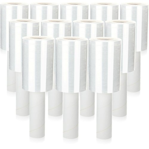 Sherr 12 Pack 5 Inch Stretch Shrink Film Roll Clear Plastic Wrap for Moving Packing with Handle 800 Feet 80 Guage Thick Industrial Self-adhering for Packaging Furniture Luggage Supplies
