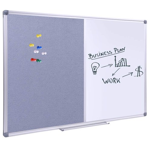 DexBoard 48"x36" Large Magnetic Combo Board - Dry Erase Whiteboard & Grey Bulletin Board Combination | Framed Corkboard & Magnetic Whiteboard for Office, Classroom, Home | Durable Aluminum Frame